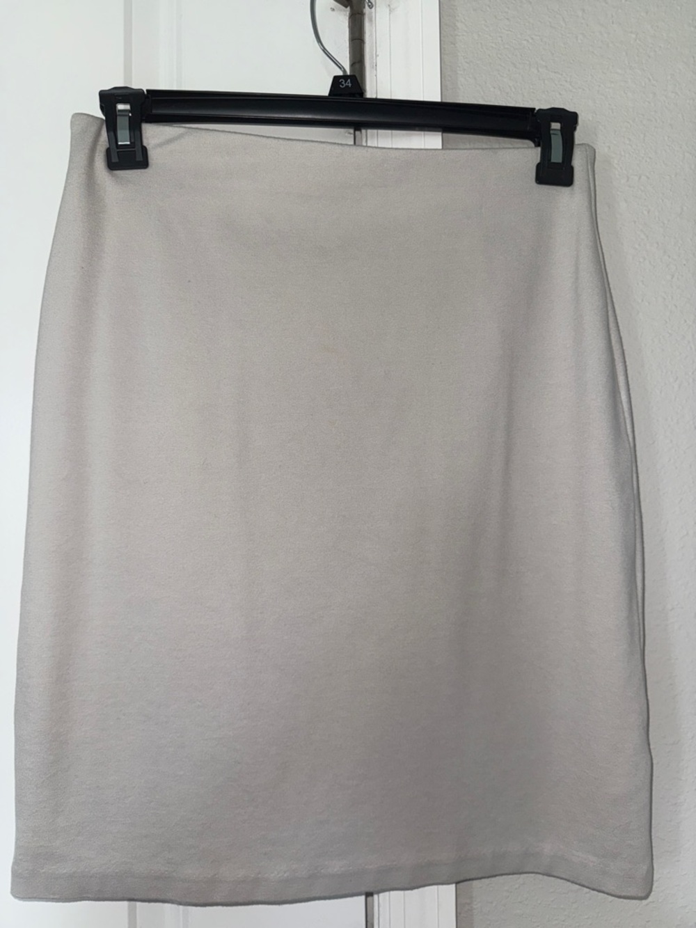 Philosophy Light Gray Midi Skirt - Clean Straight Silhouette